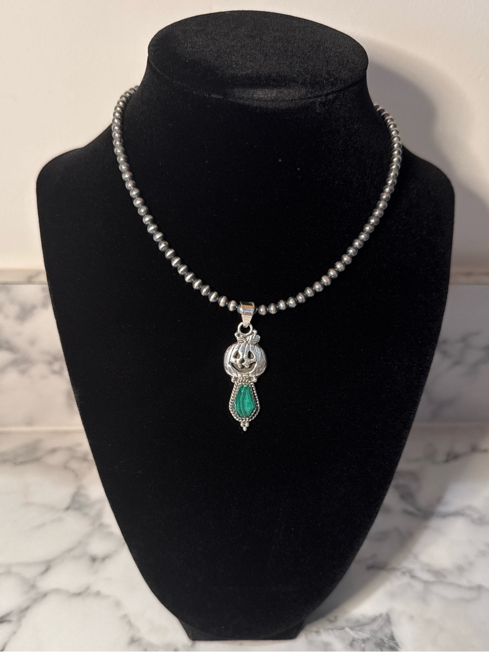 Malachite Pumpkin Pendant